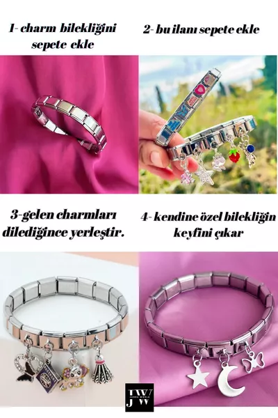 5 Random Steel Italian Charms 9mm Compatible with Italian Charm Bracelets - Dangling & Non-Dangling