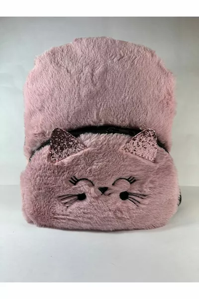 Cat Pattern Plush Furry Strap Children's Backpack