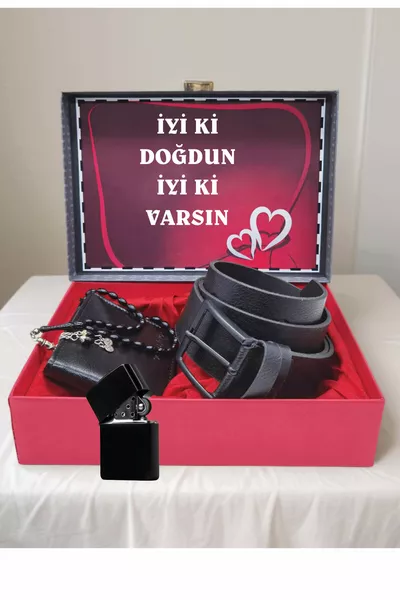 Подарок для мужчины, набор для дня рождения, кошелек, зажигалка, четки, ремень