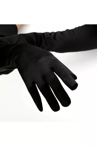 Satin Stretch Long Finger Black Gloves ( CM - Dance & Opera Gloves) – Gloves