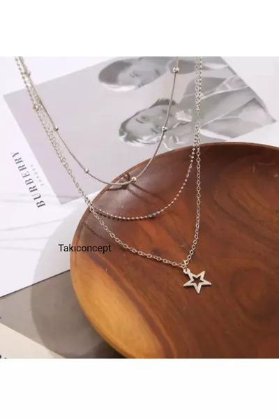 قلادة نسائية ثلاثية بالنجوم