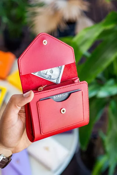 Colombia Vegan Leather Mini Red Women's Wallet with Coin Pocket and Many Card Slots