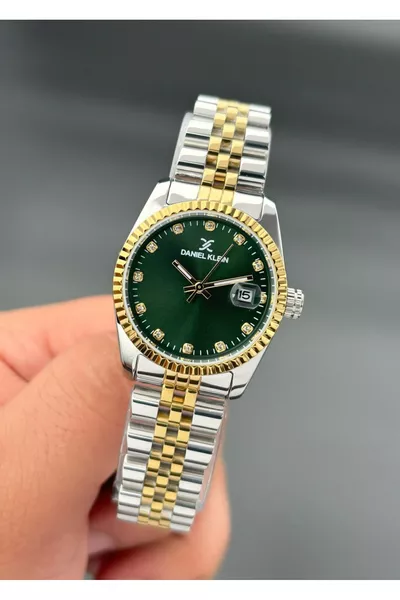 Orologio da donna con cinturino in acciaio, impermeabile 3 ATM, colore oro, argento, verde