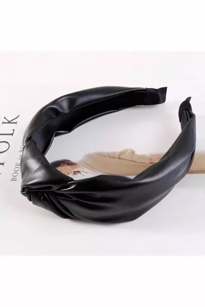 Black Faux Leather Knot Headband