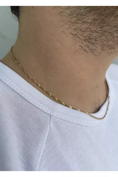  cm Gold Color Unisex Steel Thin  cm Rope Chain Necklace