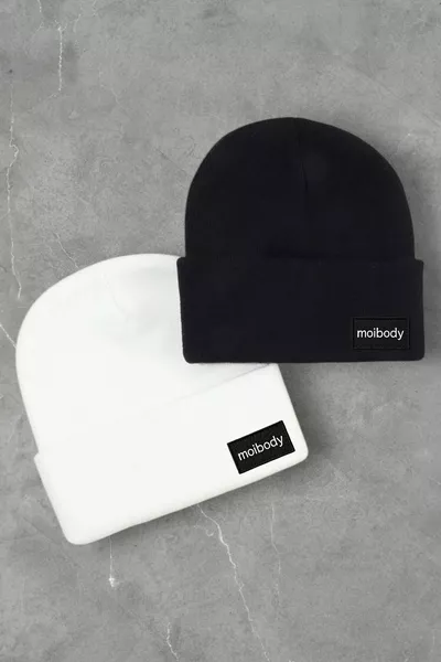 % акрил, комплект от 2 бр. премиум базова шапка, черно и екрю