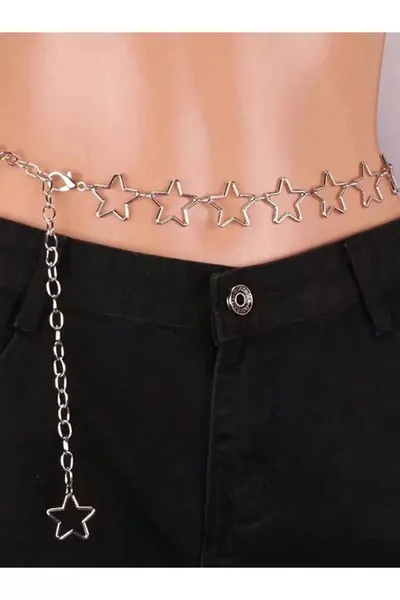 حزام سلسلة للجسم والخصر والفستان والبنطلون والتنورة بتفاصيل نجم