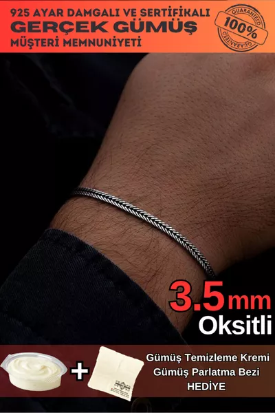 Herren Silber Armband - 3,5 mm Fuchsschwanz Flachmodell Silberarmband