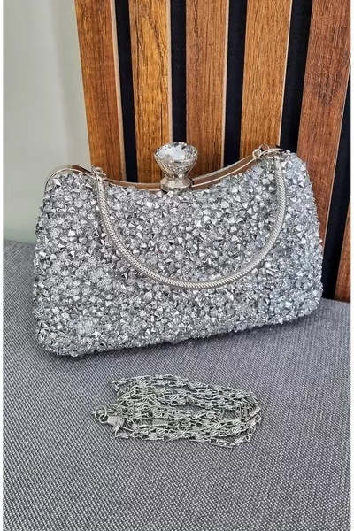women's evening bag with large stones