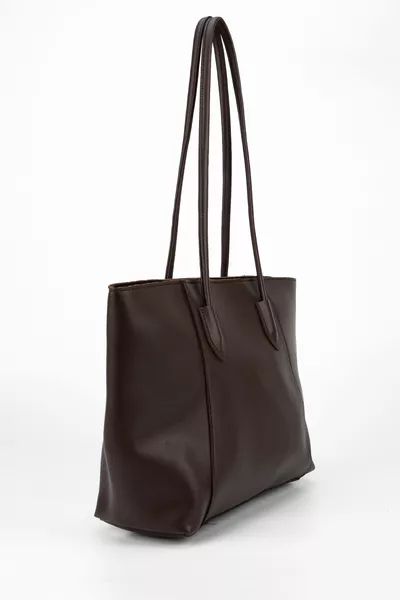 Sac à bandoulière en cuir synthétique Elena Marron foncé