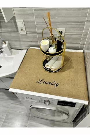 Естественная элегантность: джутовая чехол для стиральной машины с принтом