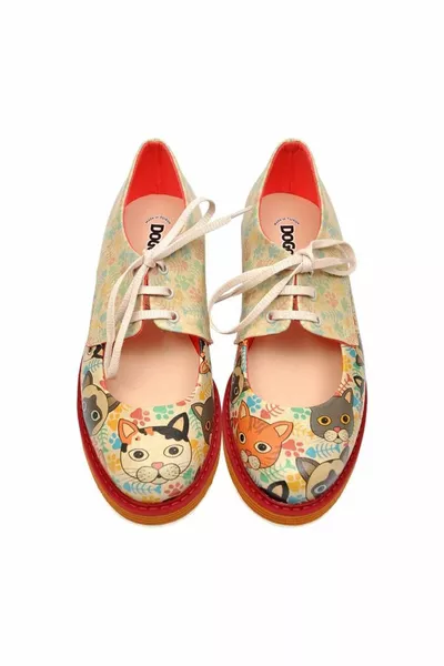 Women's Vegan Leather Multicolored Casual Shoes - Cat Head Design