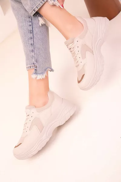 Бежово-кафяви дамски маратонки 