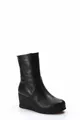 Tugerdi Bottes en cuir véritable en fourrure noire à lacets à talon rembourré zippé pour femmes 