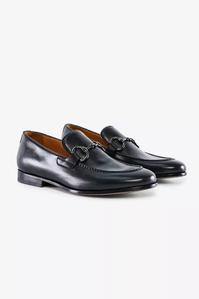 Rossi Virginio Men's Black Genuine Leather Loafers