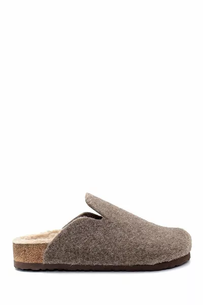 Унисекс бежова подметка с гъби вълнен пухкав модел ортопедични чехли q