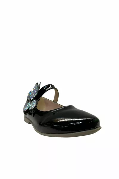  orthopedische meisjes zwarte lakleer ballerina's met vlinderstenen