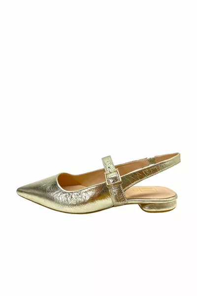 Genuine Leather Upper Strap Round Heeled Ballet Flats Women's Shoes