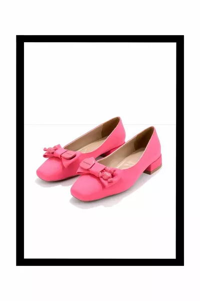 Matte fuchsia satijn dames ballerina's 