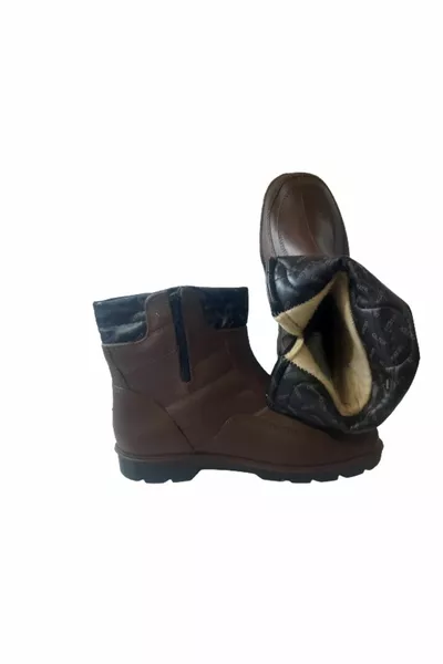 Men's Brown In-Fur Non-Slip Sole Snow Boots Shoes