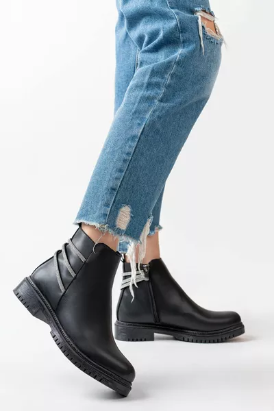 Матовый черный камень в полоску Боковая каменная деталь Изумрудный на молнии Сезонные классические женские короткие ботильоны Ботильоны