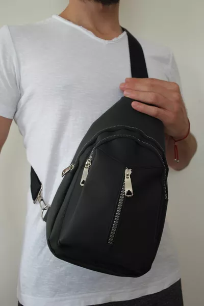 Unisex Schwarze Kreuztasche Rücken- und Gürteltasche