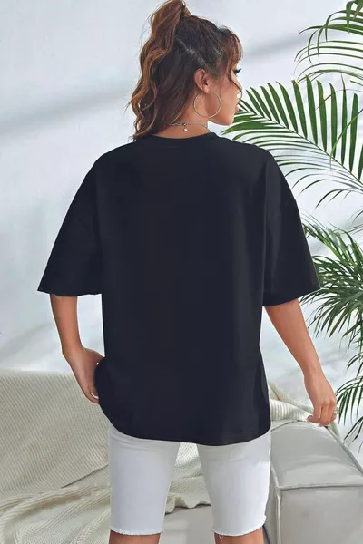 للجنسين الزهور المطبوعة تي شيرت كبير الحجم