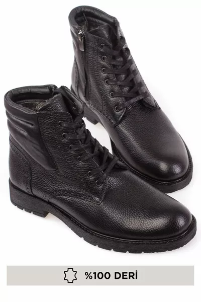 جلد طبيعي ، سحاب ، جلد ناعم مزدوج ، مقاوم للماء والبرد ، أحذية رجالية