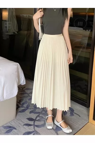 رقيقة مطوي سميكة لامعة الساتان ماكسي طول التنانير