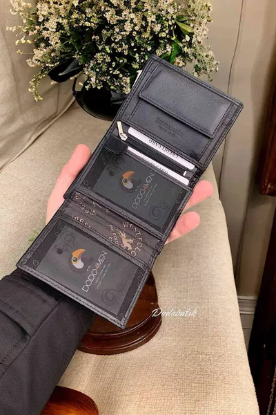 Мужской кошелек из натуральной кожи ,5см х 9см