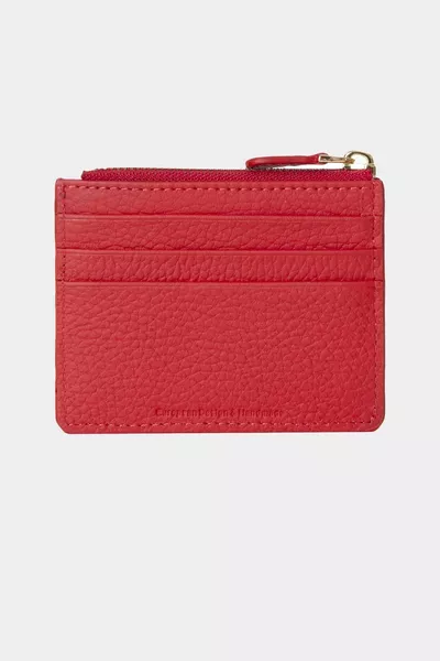  Cuir véritable Zippé Femmes Hommes Portefeuille Porte-carte rouge avec récipient à pièces de monnaie