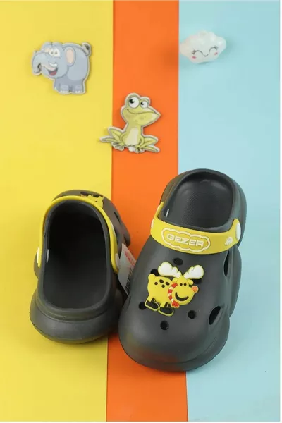 نعل غير قابل للانزلاق أولاد صنادل غزال رمادي أصفر