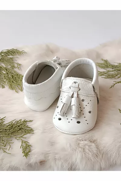 Axel White Детские мокасины из натуральной кожи