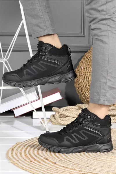 الجوز طويل Waterprof للماء الذاكرة اليومية وحيد أحذية الرجال الأسود