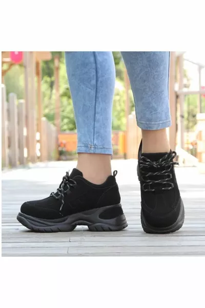 M.P Women's Black Winter Waterproof Non-Slip Sole & Orthopedic Inner Lining High & Thick Sole Sneaker