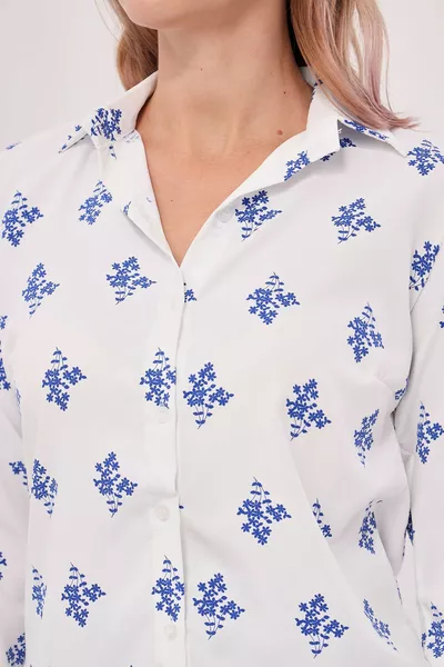 Chemise à manches longues à motif floral Saks pour femmes 