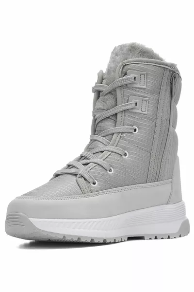 Casual Dames Snowboots Bont Veterrits Comfortabele Hoge Dikke Gekartelde Zool Bootie 