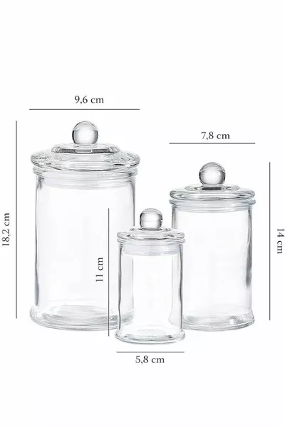 رينا فراغ ثلاثي غطاء علوي جرة مجموعة - حاوية تخزين الطعام - وعاء السكر - المطبخ - الحمام