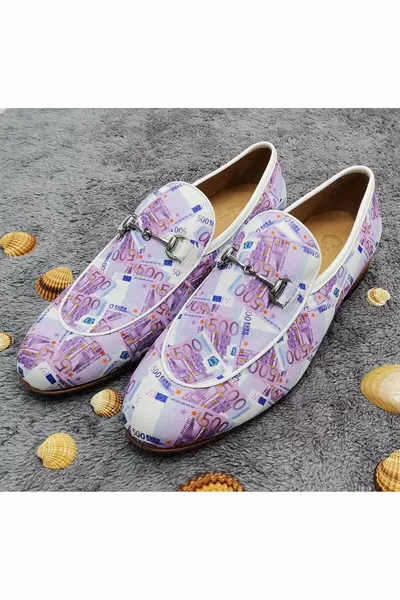 جلد طبيعي تصميم خاص اليورو المطبوعة أحذية الكتان حزام هدية 