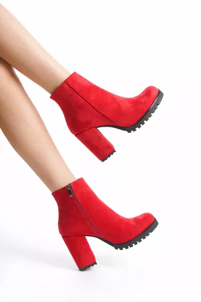 Unal Özer حذاء كاجوال نسائي من جلد الغزال الأحمر 