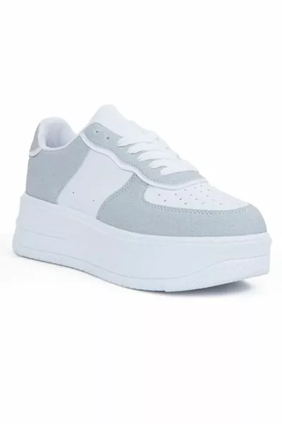 Casual Women's Lace-Up Casual Sneakers High Thick 5.5cm Sole Lightweight White Sneakers 