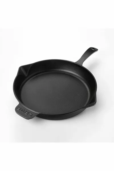 Чугунная круглая сковорода с чугунной цельной ручкой. Диаметр (Ø)см