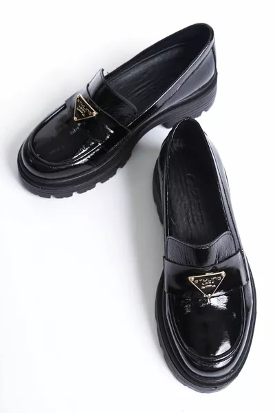 GENUINE LEATHER PATENT LEATHER WOMEN'S LOAFER ORTHOPEDIC QUALITY