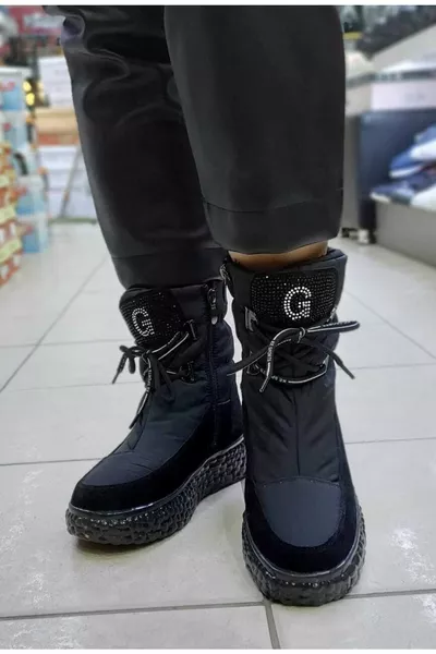 -3 Women's Black Fur Snowboat