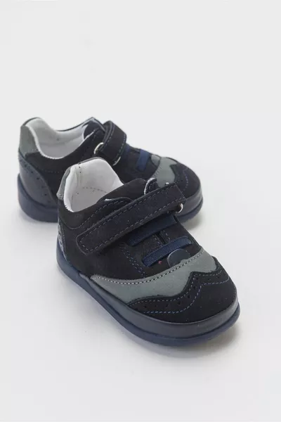 Boys' Navy Blue Genuine Leather First Step Casual Shoes
