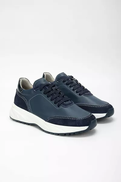 عدن سنيكرز وأحذية رياضية جلد طبيعي باللون الأزرق الداكن للرجال