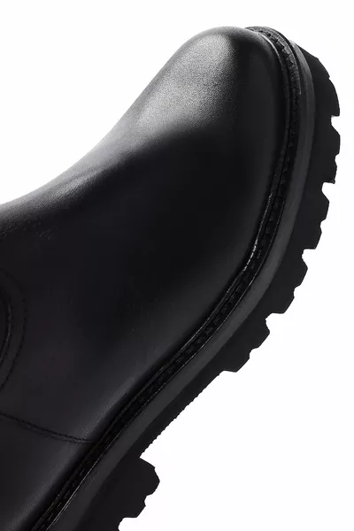 Zwarte leren laarzen met rits voor dames FT