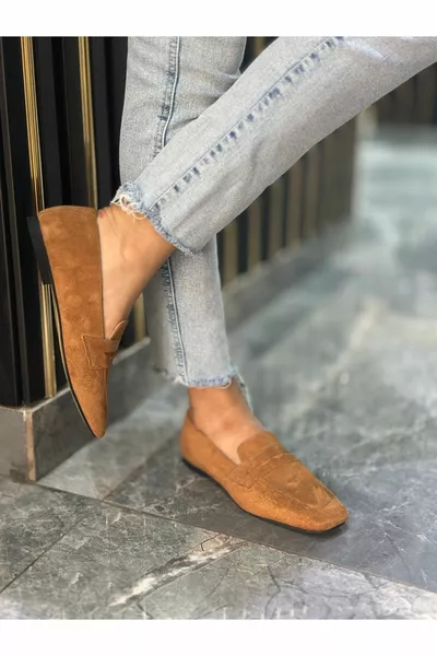 Дамски мокасини Ежедневни обувки Tan велур Celine