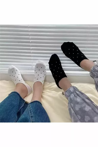 8 paires de chaussettes baskets invisibles multicolores mouchetées pour femmes