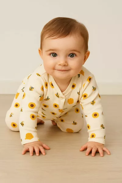 Unisex Baby-Strampler für Neugeborene mit Safari- und Bienenmuster, Druckknöpfe, % Baumwolle, dehnbar, für 1-3-6 Monate